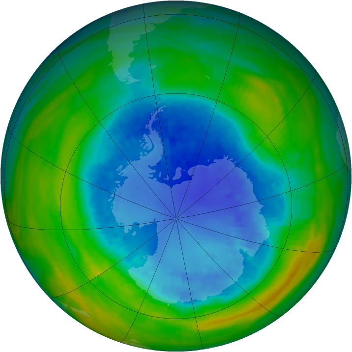 Antarctic ozone map for 04 September 1985